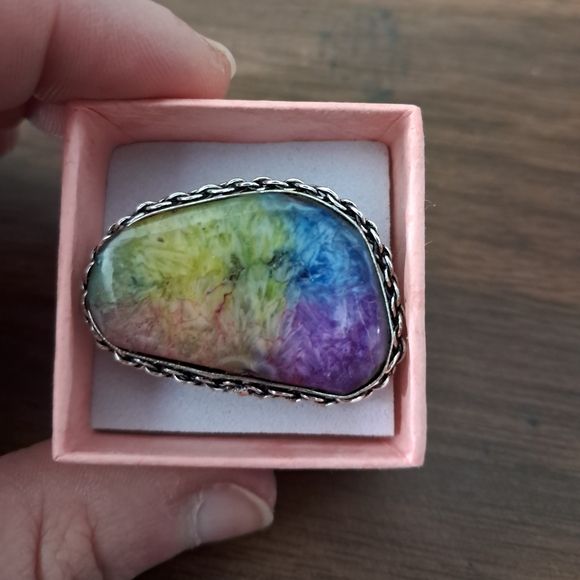 Rainbow Quartz Druzy Ring Size 7.5 - Picture 14 of 16